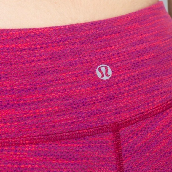 Lululemon Wunder Under Crop II red pink berry space dye leggings 4 - Picture 9 of 16